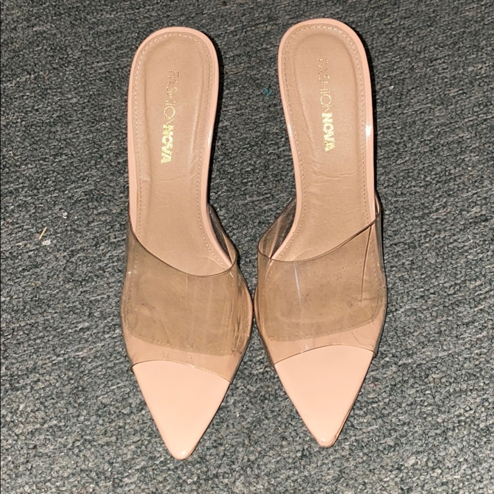 Clear heel mule